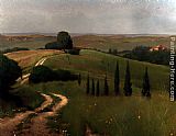 Ted Seth Jacobs Paintings - Trequanda Hillside by Jacob Collins